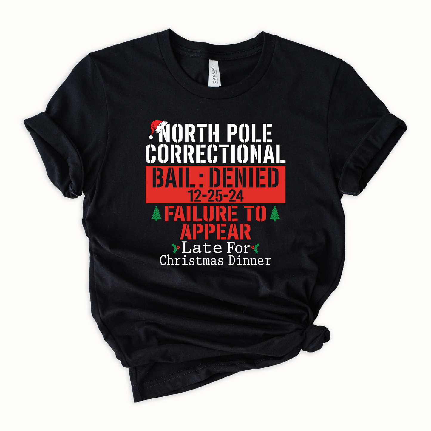 Wholesale North Pole Correctional Failure to appear Graphic Tee - Black Tee