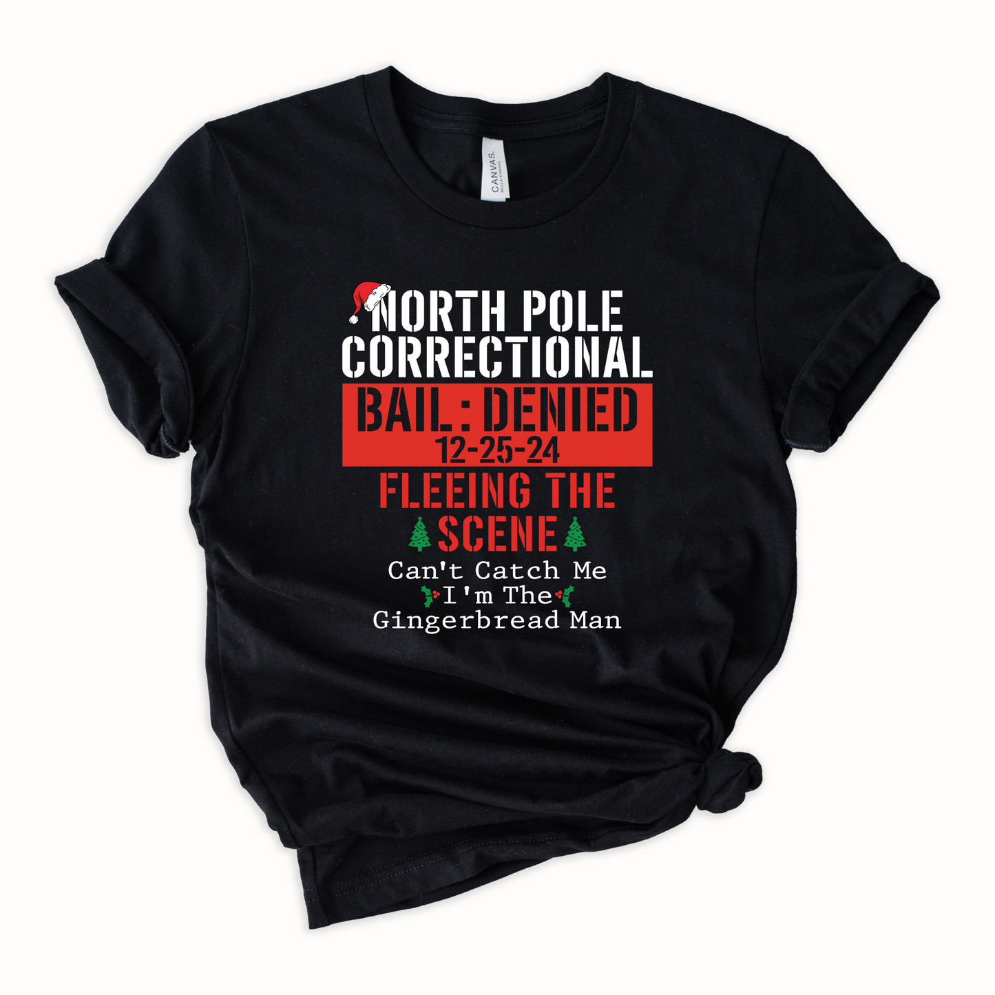 Wholesale North Pole Correctional Fleeing the scene Graphic Tee - Black Tee