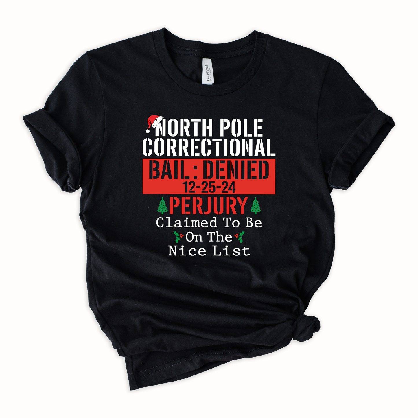 Wholesale North Pole Correctional Perjury Graphic Tee - Black Tee
