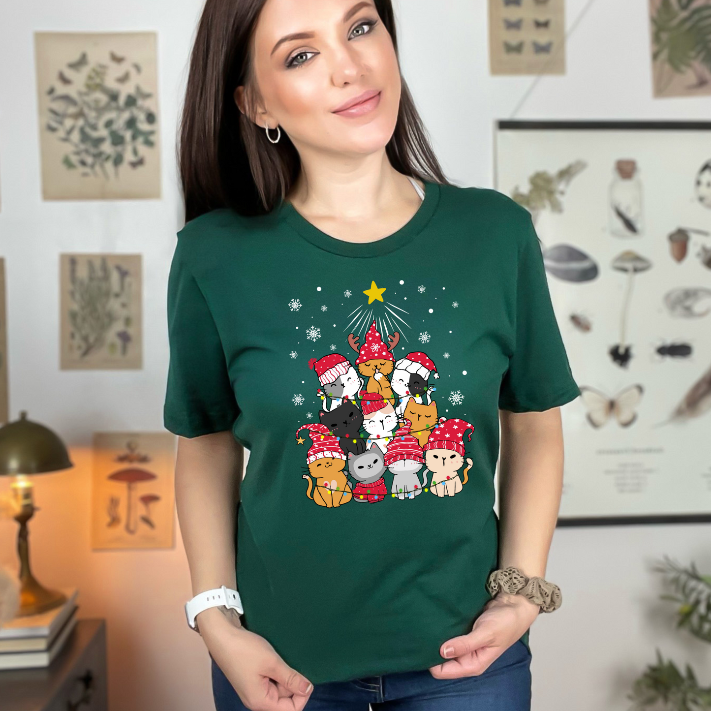 Wholesale Catmas Tree Graphic Tee - Evergreen Tee