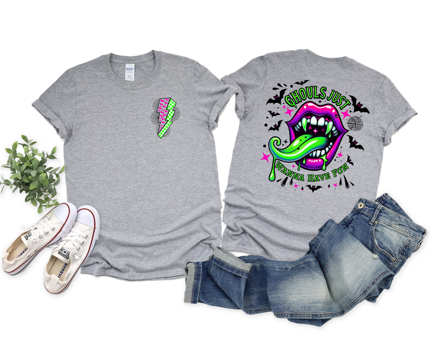 Wholesale Spooky Ghouls Graphic Tee - White Tee
