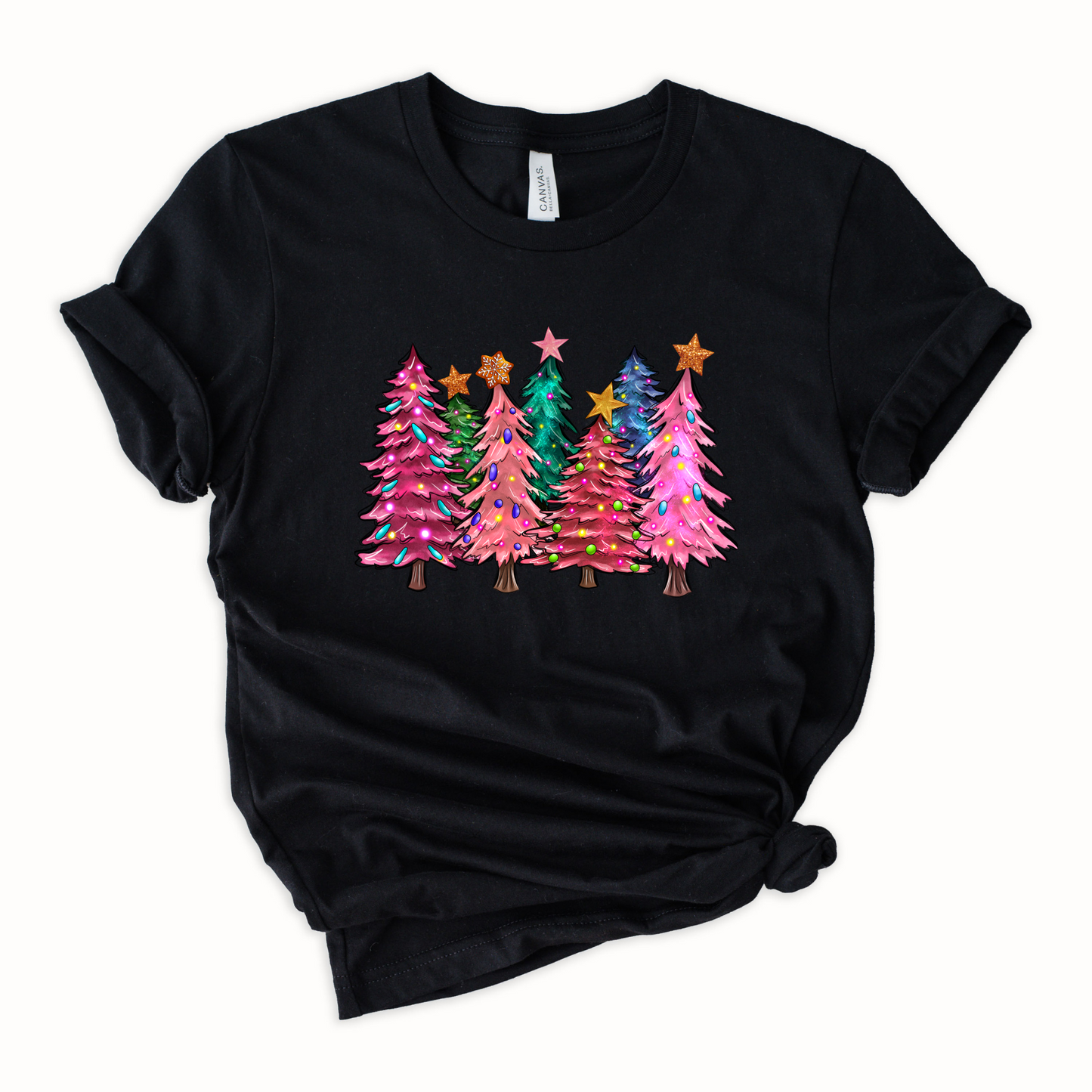 Wholesale Pink Christmas Graphic Tee - Pink Tee