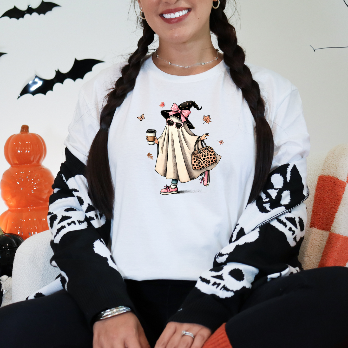 Wholesale Bougie Halloween Graphic Tee - White Tee