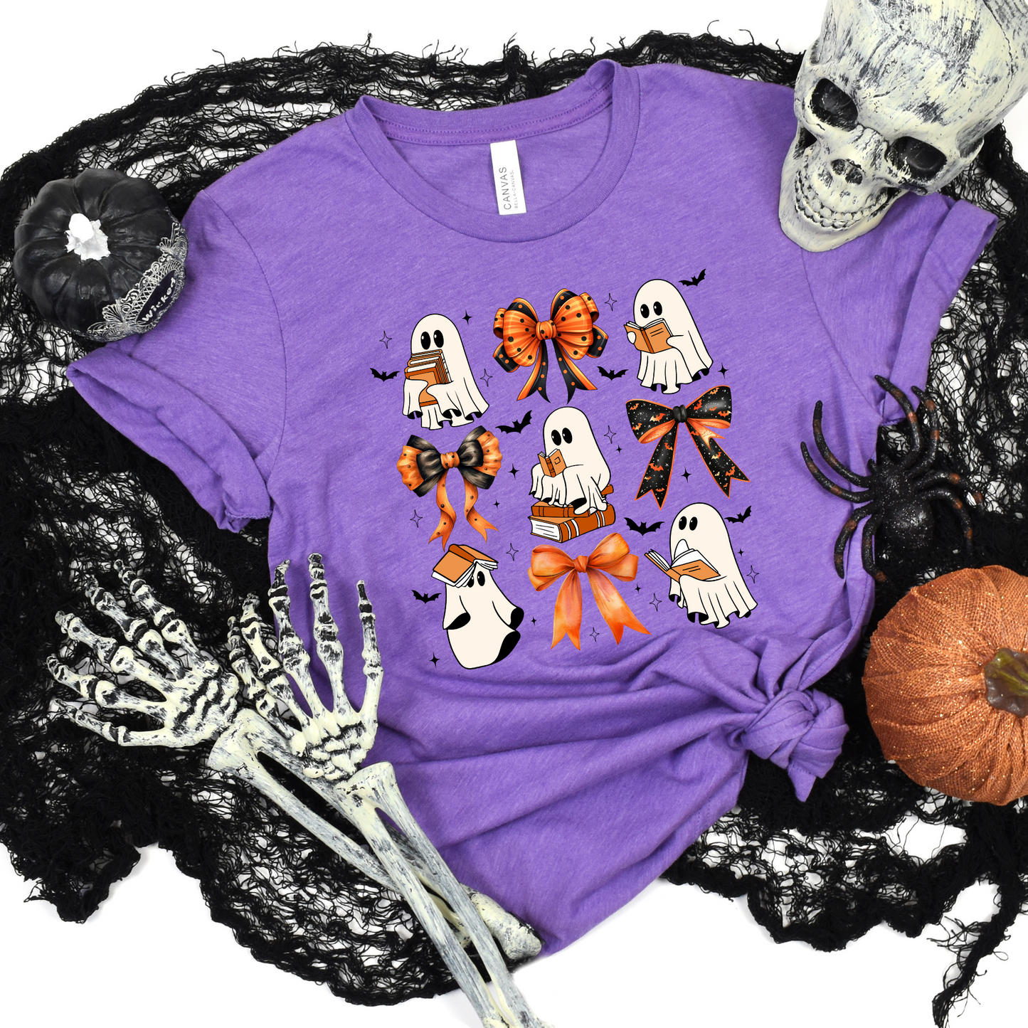 Wholesale Bookish Ghost Coquette Graphic Tee - Grey Tee