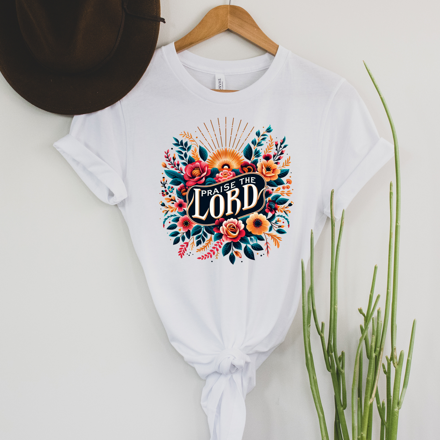Wholesale Praise the lord floral Graphic Tee - Teal Tee