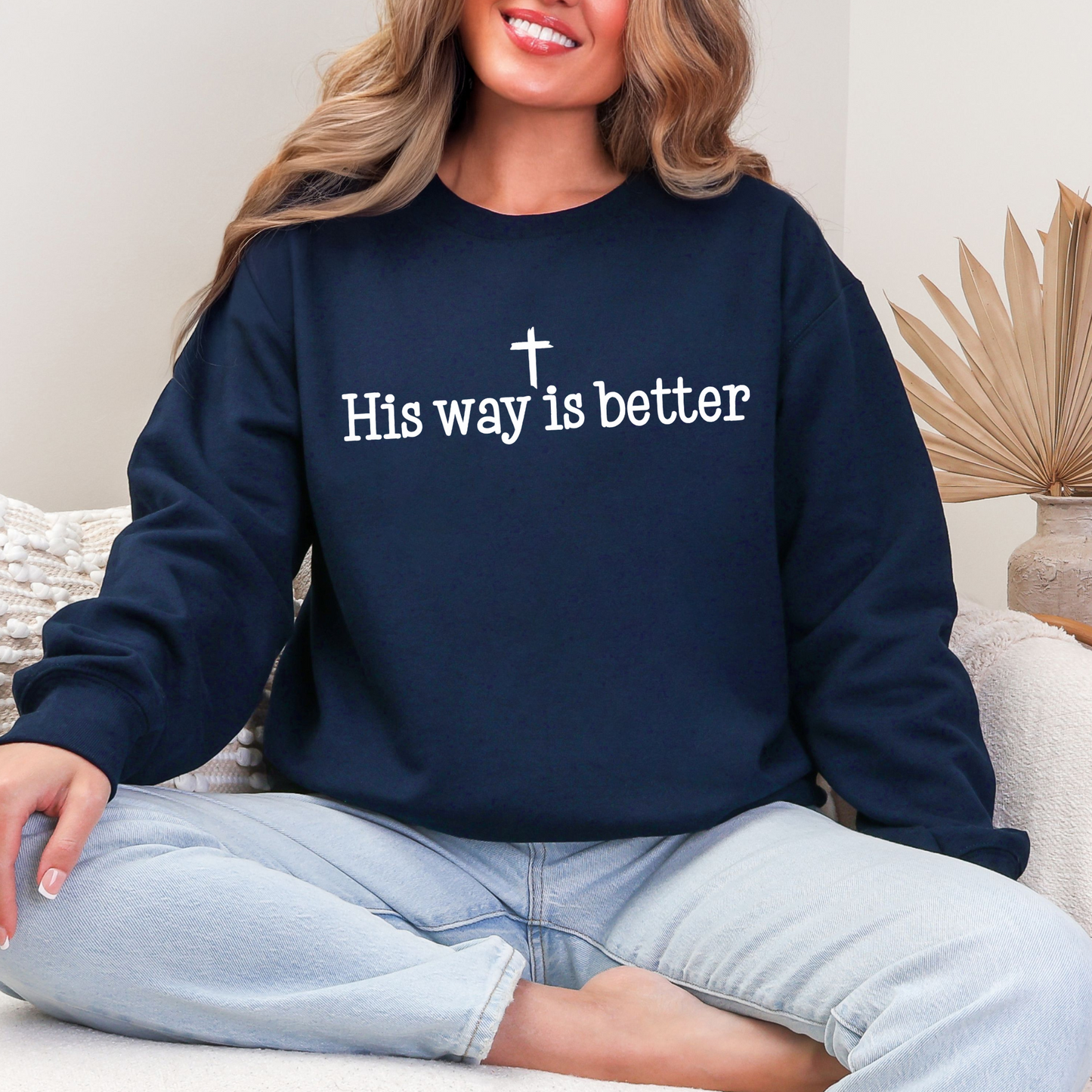 Wholesale His Way is Better Sweatshirt - Navy Sweatshirt