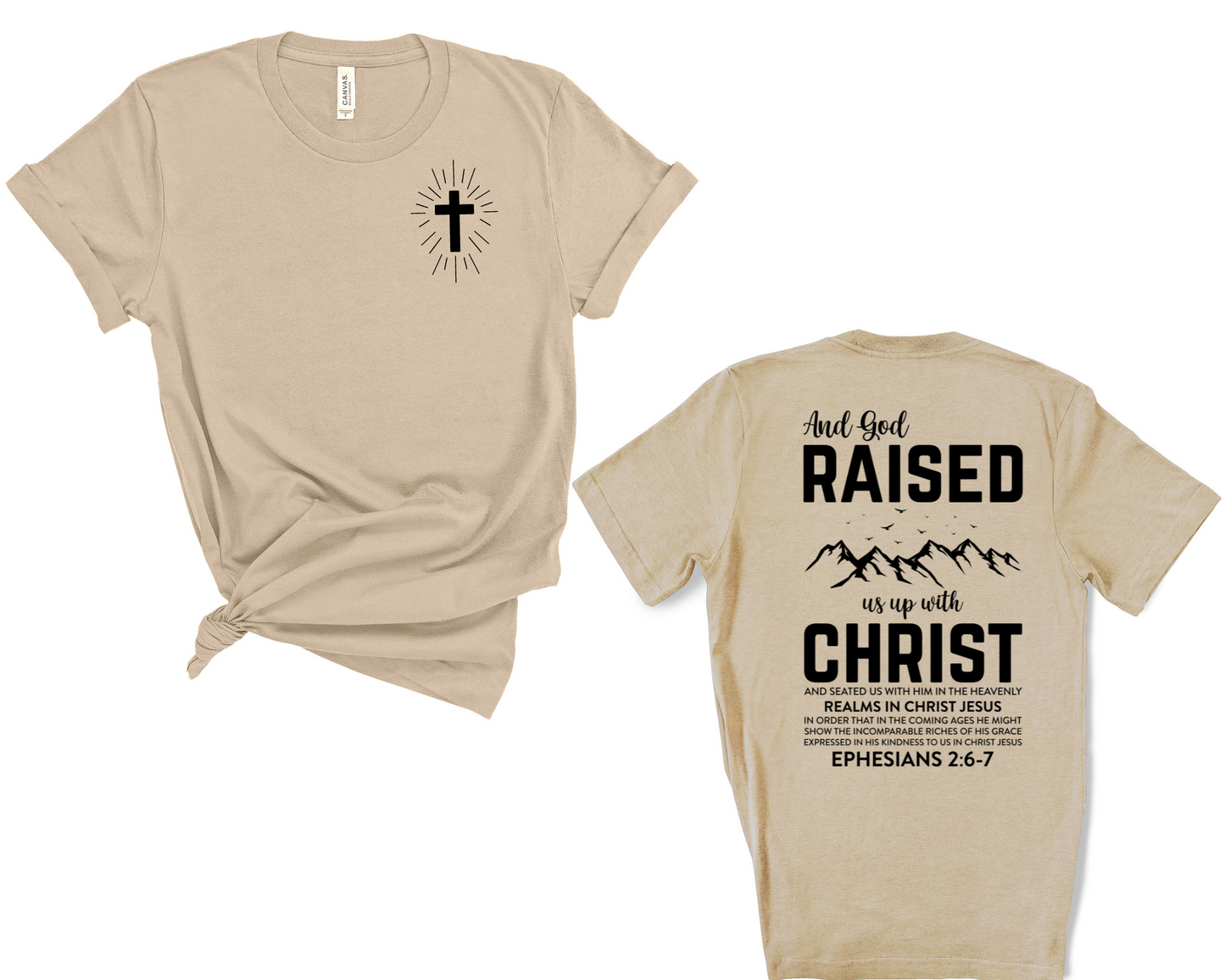 Wholesale Raised up with Christ Graphic Tee - Tan Tee