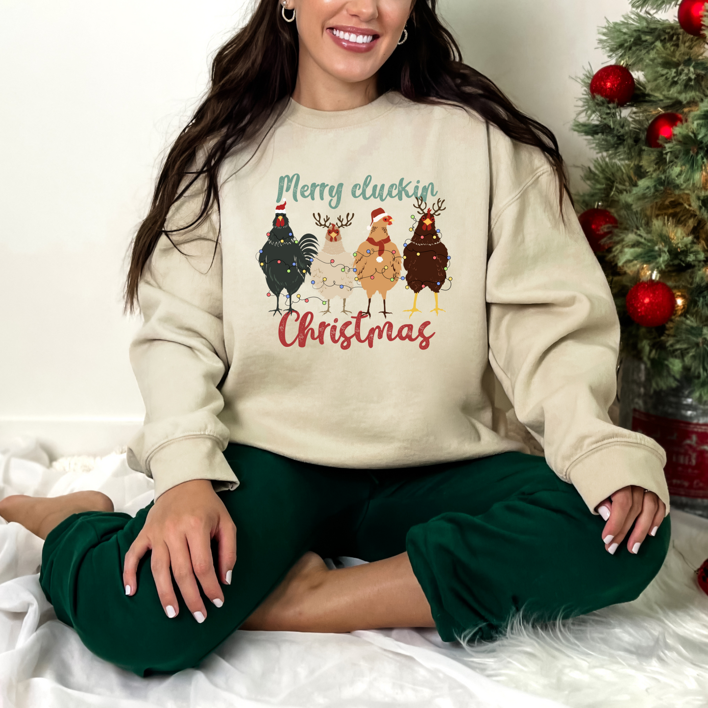 Wholesale Merry Cluckin Christmas - Heather Dust Tee