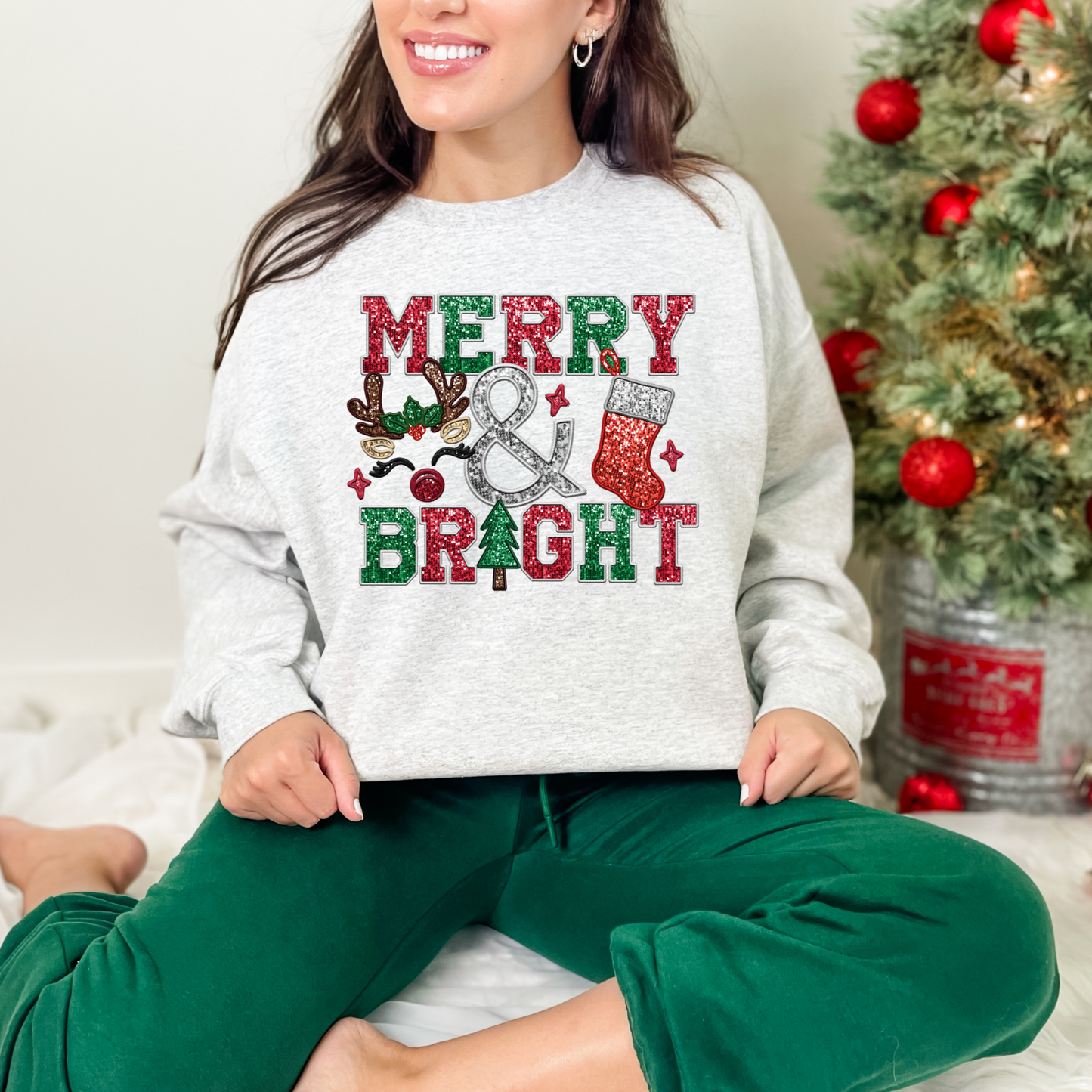 Wholesale Merry Bling Graphic Tee - Black Sweatshirt