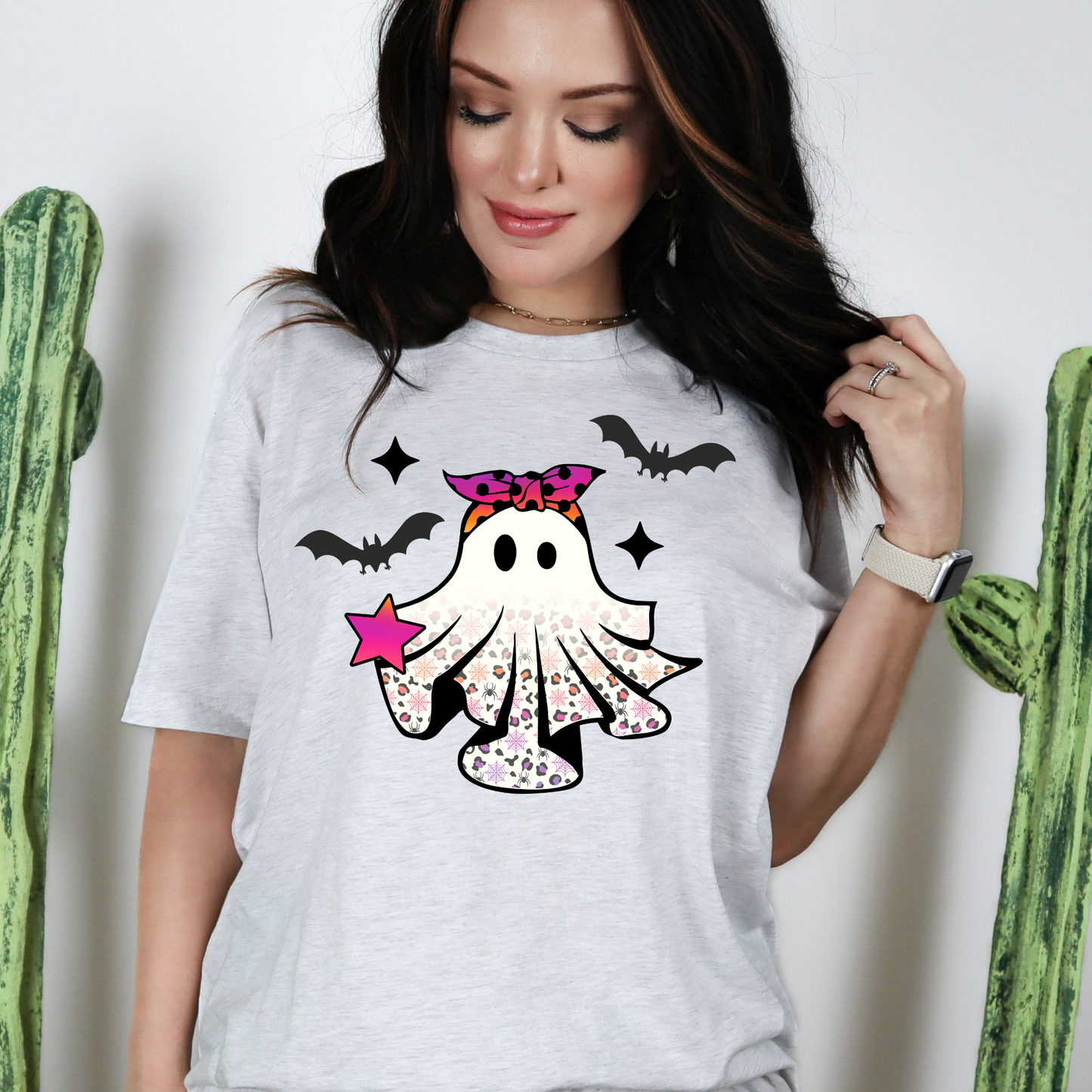 Wholesale Girly Ghost Graphic Tee - Grey Tee