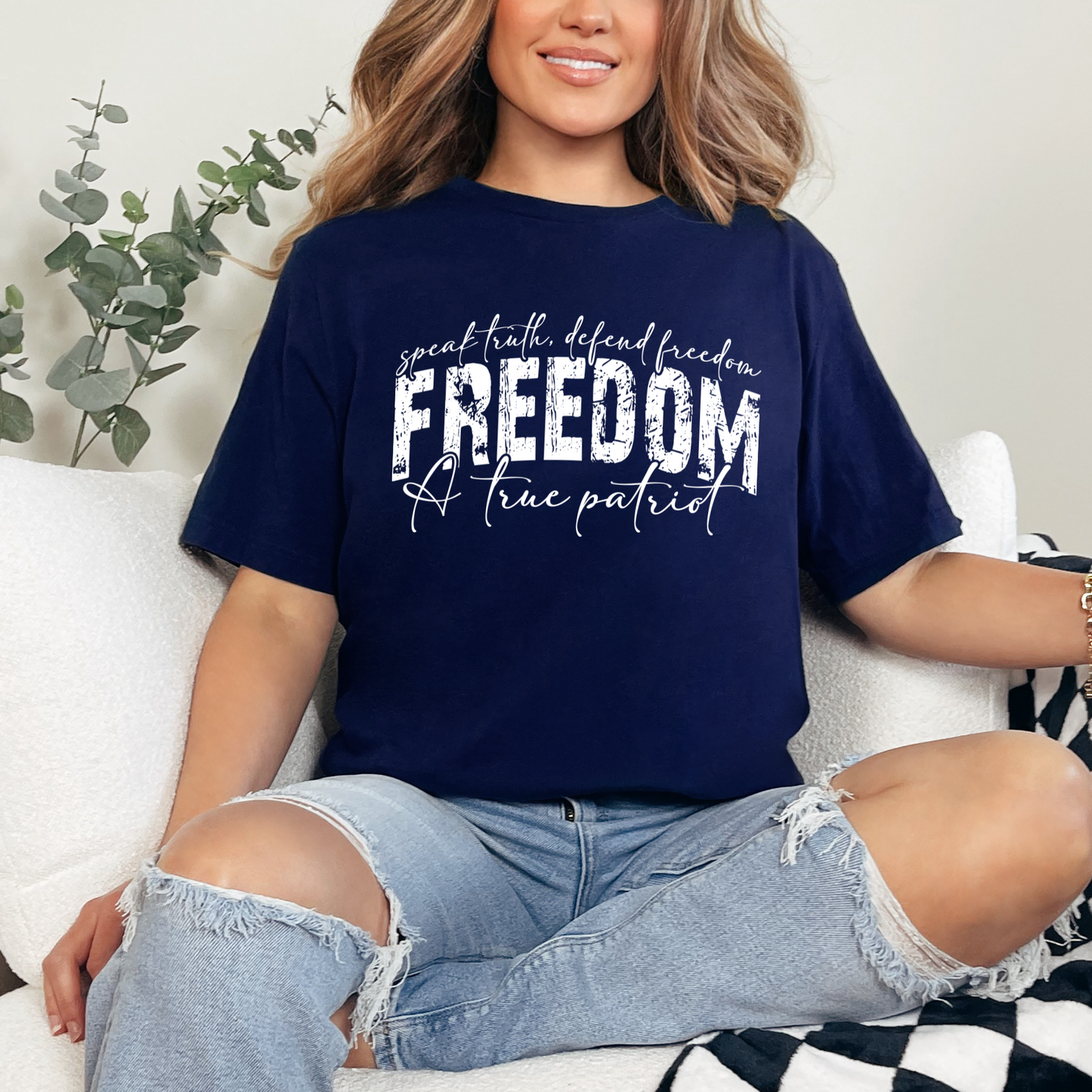 Wholesale Speak Truth Freedom Graphic Tee - Navy Tee