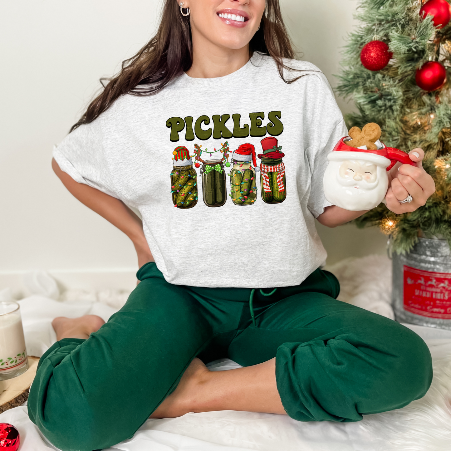Wholesale Christmas Pickles Graphic Tee - Ash Grey Sweatshirt