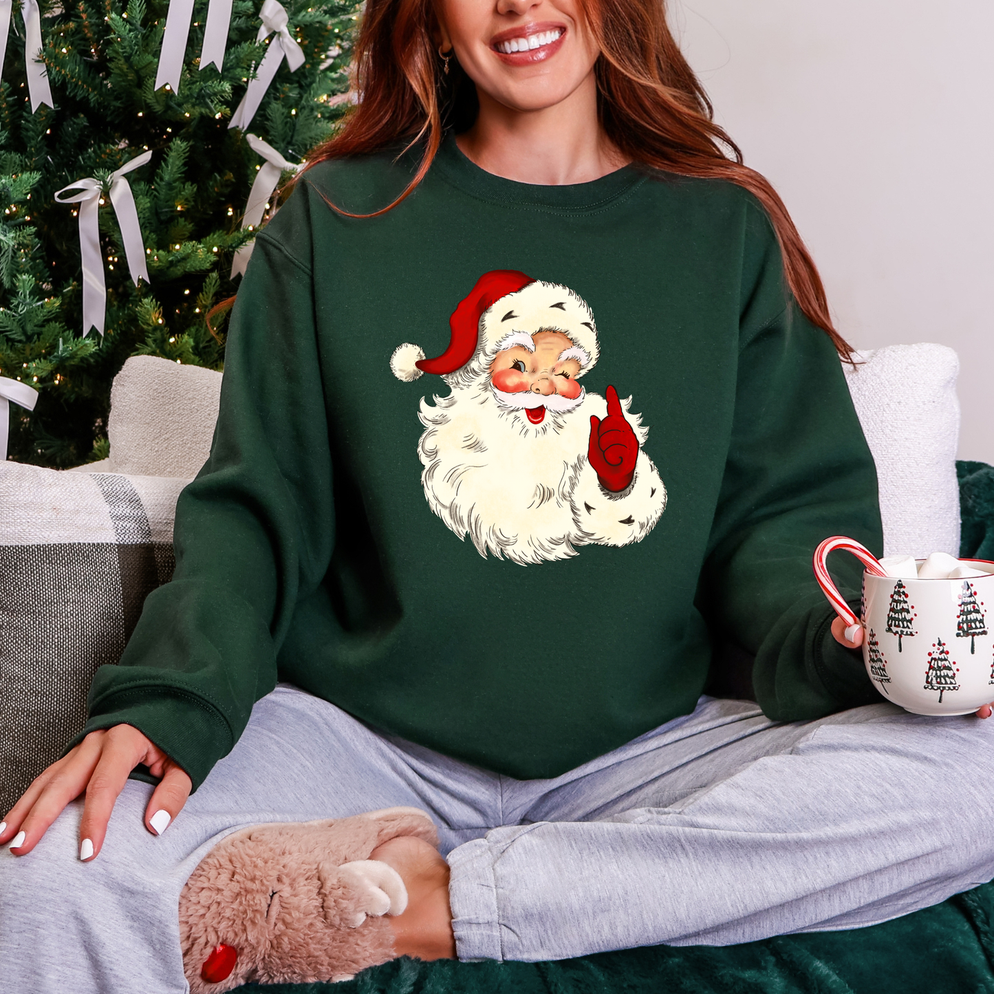 Wholesale Vintage Santa Sweatshirt - Forest Sweatshirt