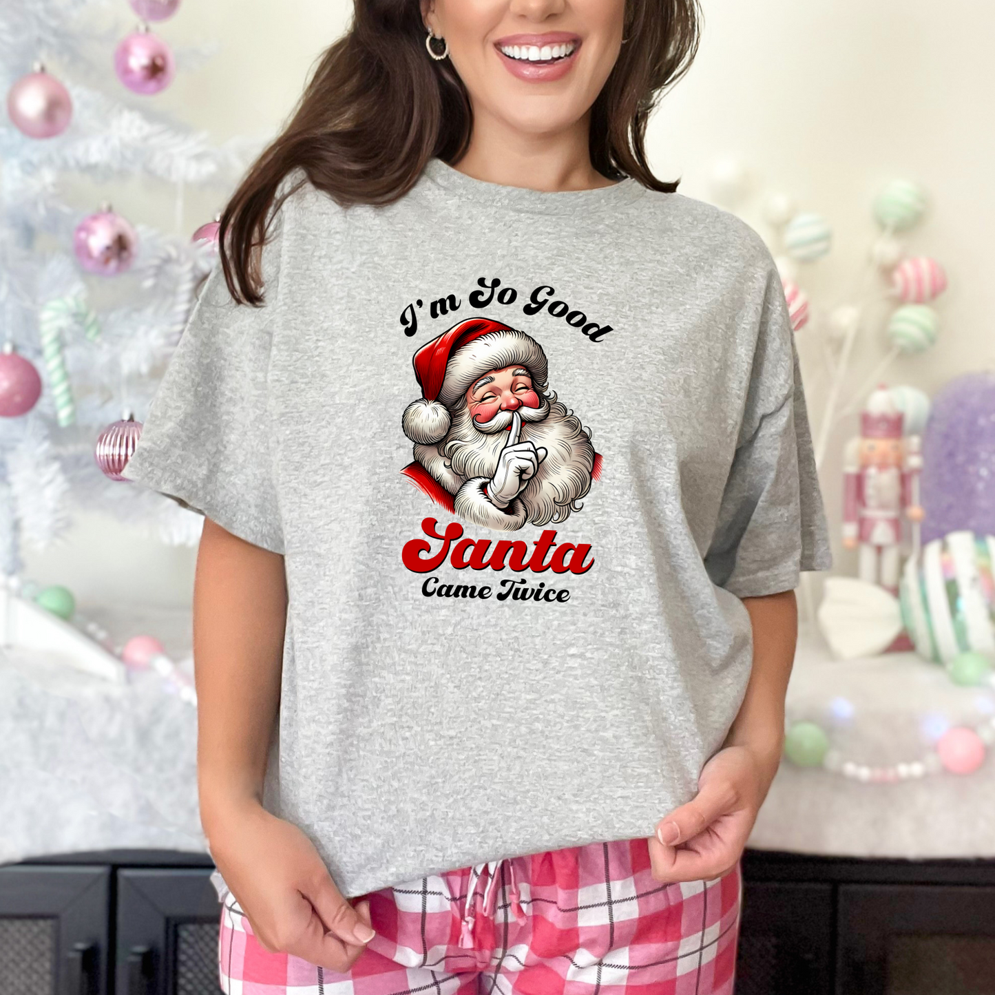 Wholesale Santa Came Twice - White Tee