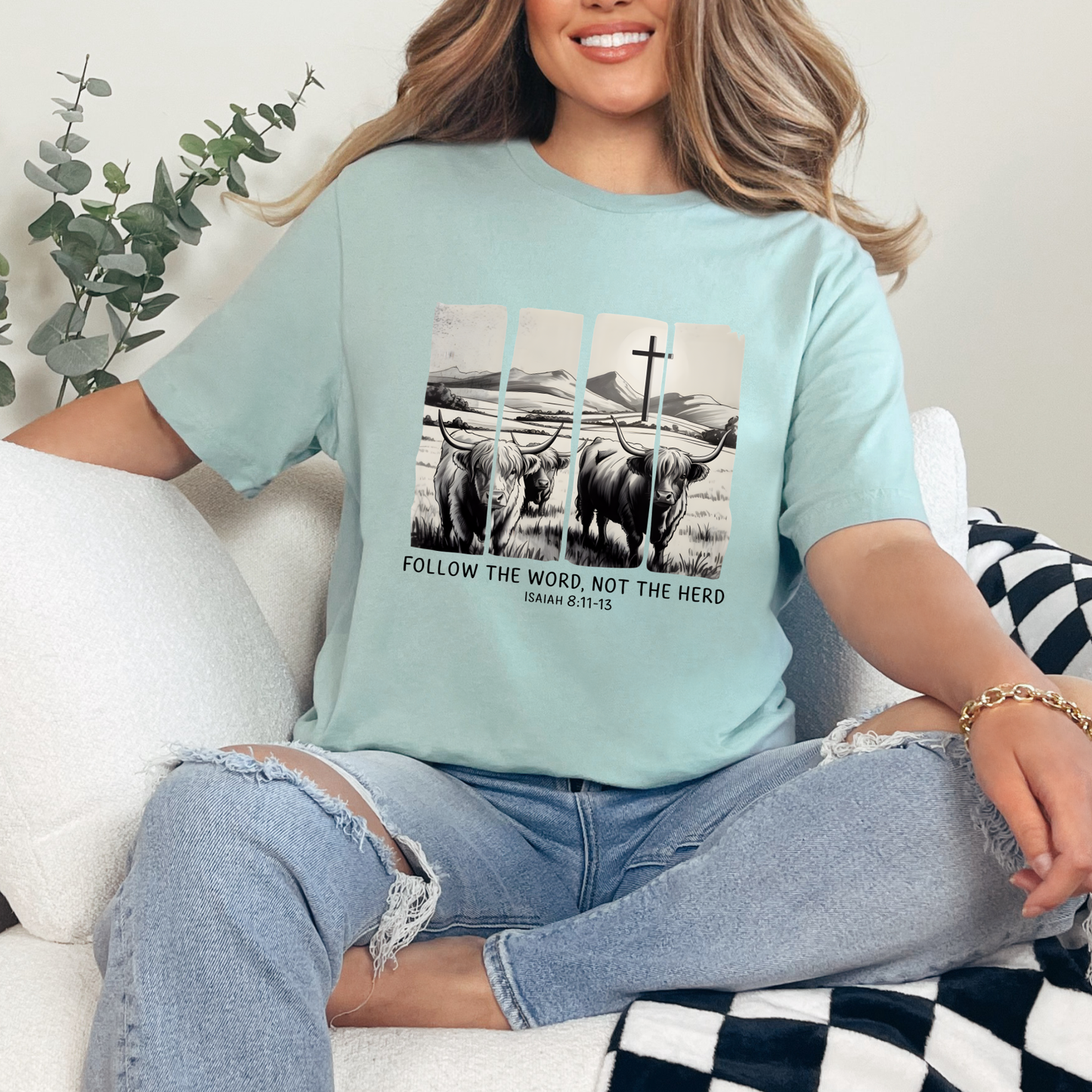 Wholesale Follow the Word, Not the Herd Graphic Tee - Dusty Blue Tee