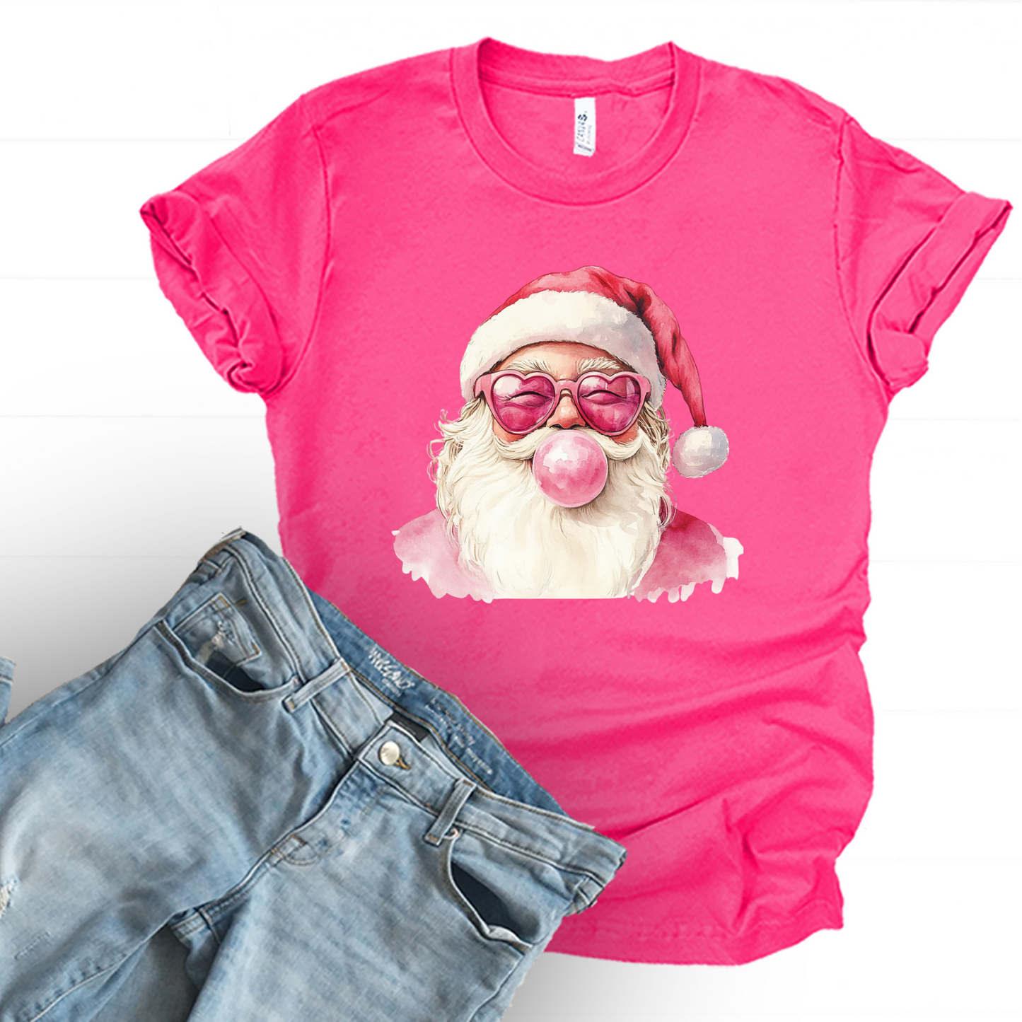 Wholesale Bubblegum Santa - Fuchsia Tee