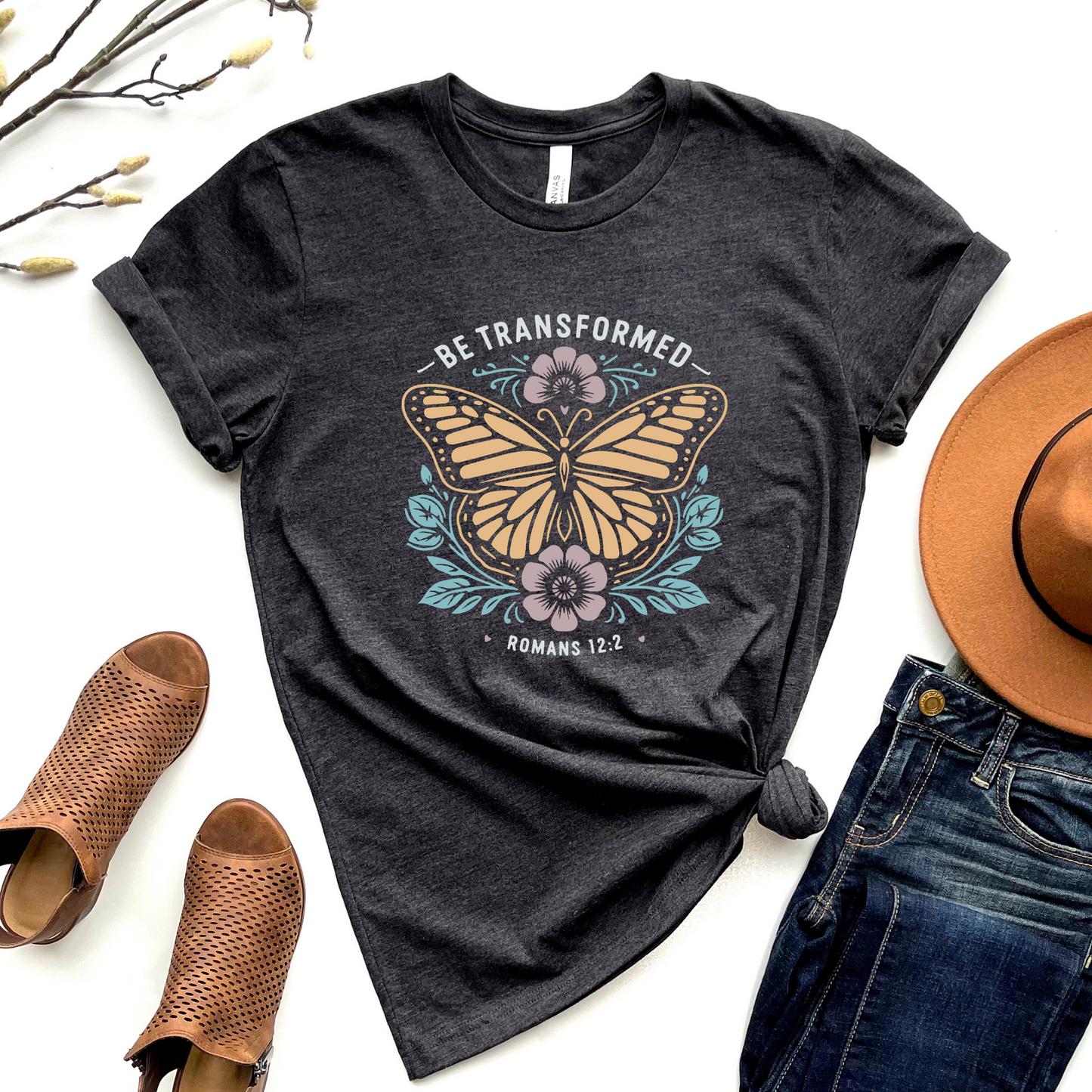 Wholesale Be Transformed Graphic Tee - Heather Charcoal Tee