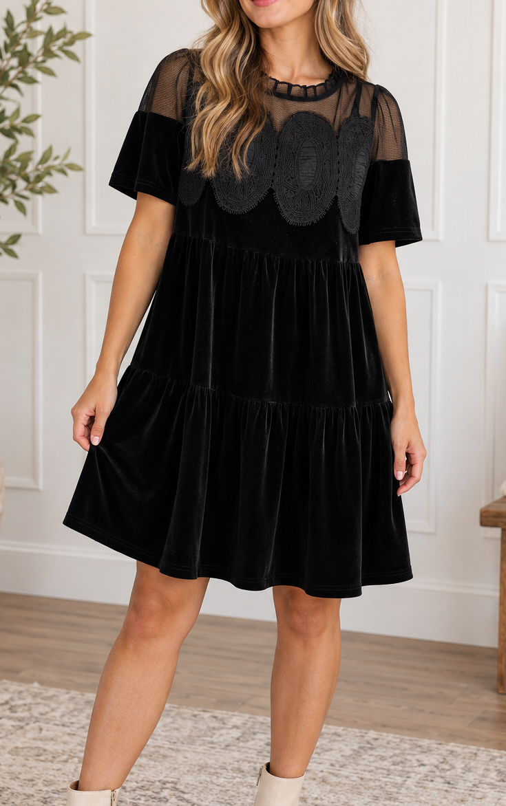 Midnight Magnolia Velvet Dress