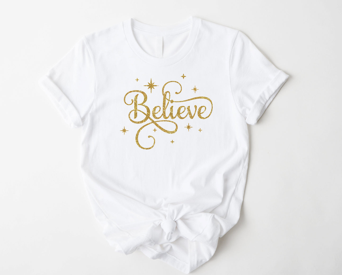 Wholesale Gold Believe Graphic Tee - White