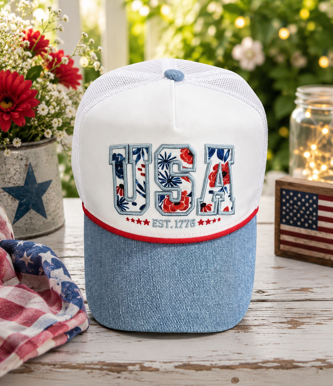 Floral USA Trucker Hat