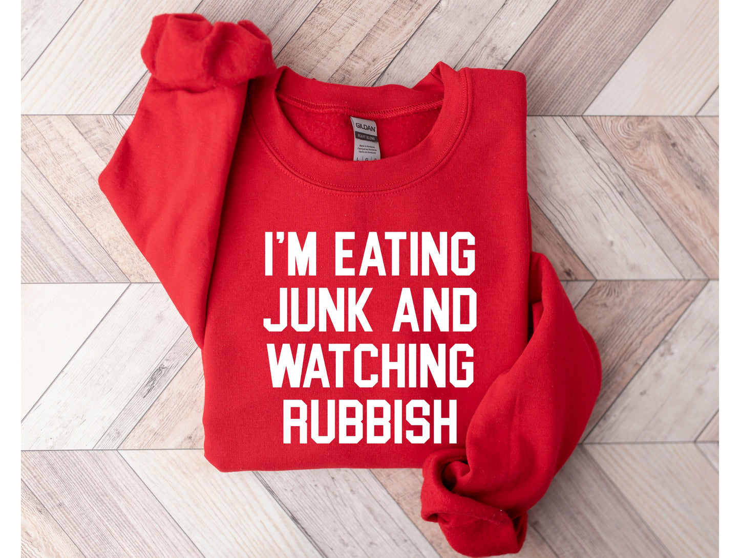 Wholesale I'm Eating Junk and Watching Rubbish Graphic Tee - Red Sweatshirt