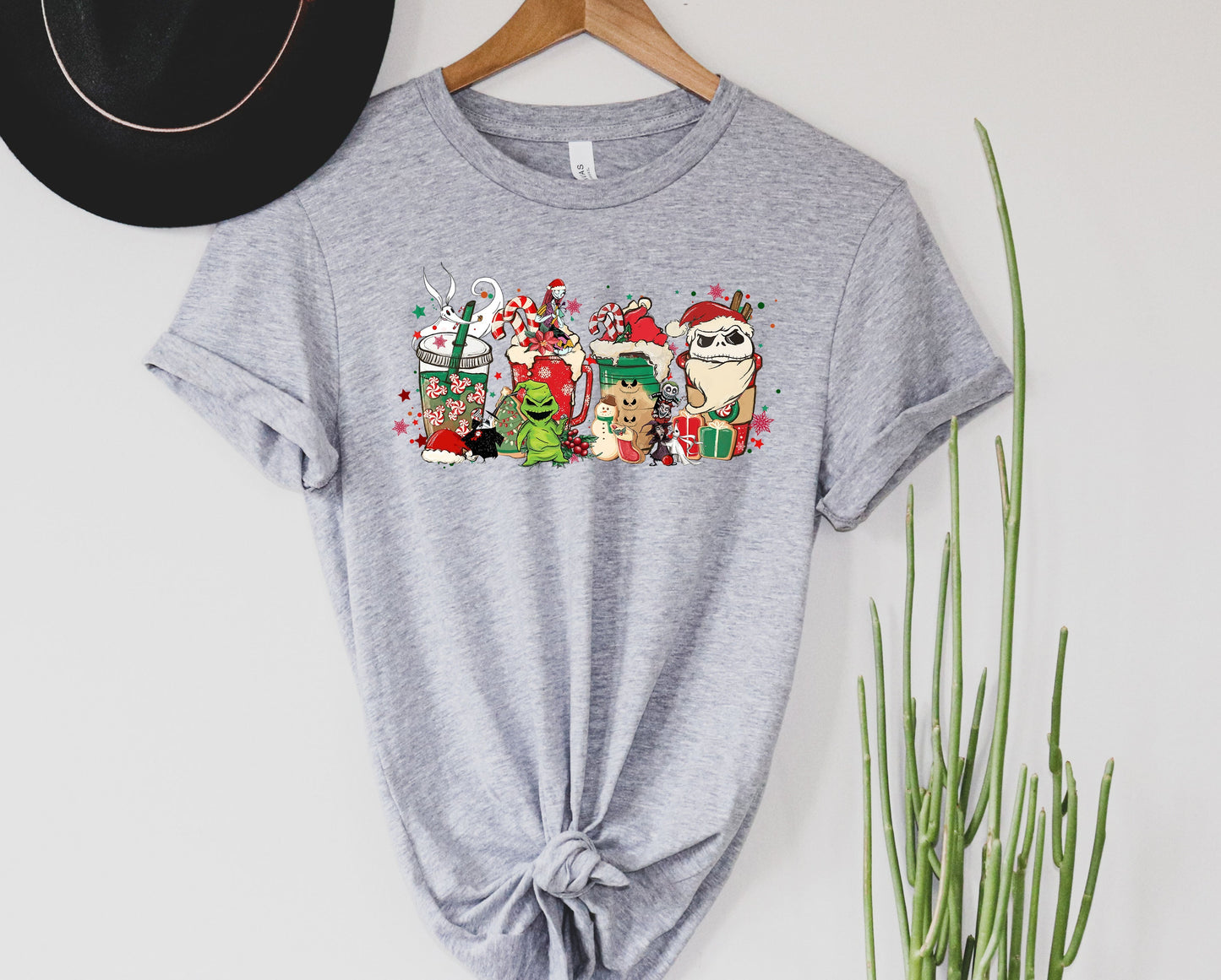 Wholesale NBC Christmas Coffee Graphic Tee - Grey Long Sleeve
