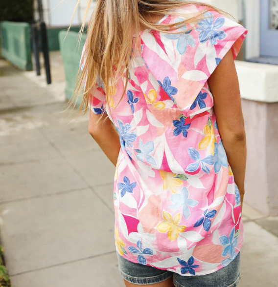 Coral & Blush Tropic Floral Top