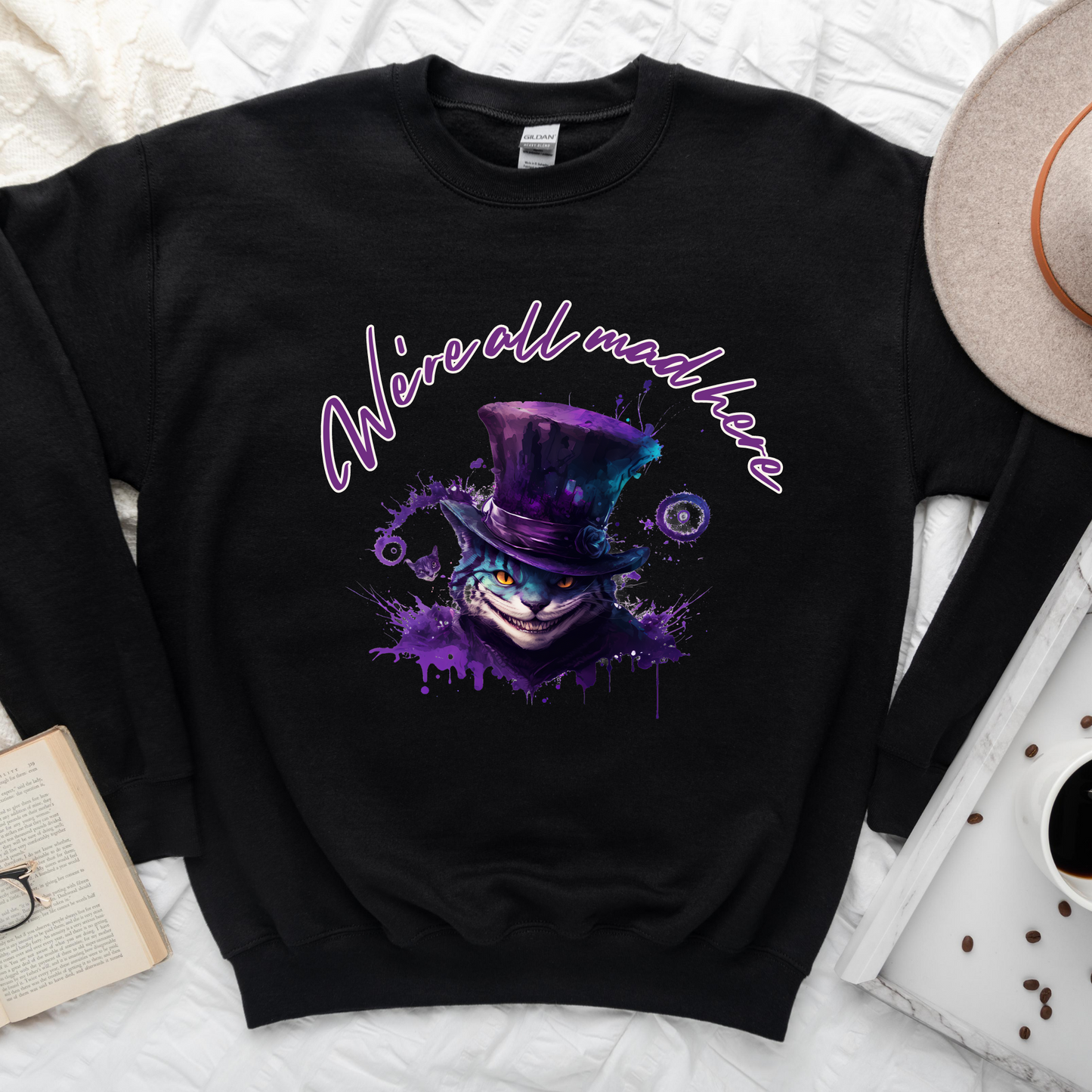 Wholesale We're all mad here - Black Tee