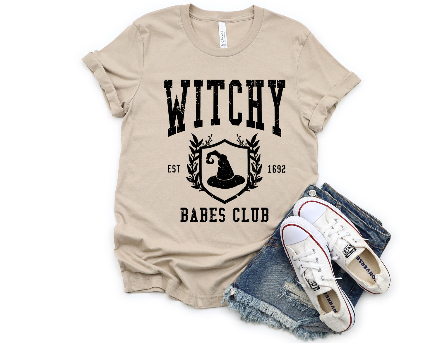 Wholesale Witchy Babes Club Graphic Tee - Olive Sweatshirt