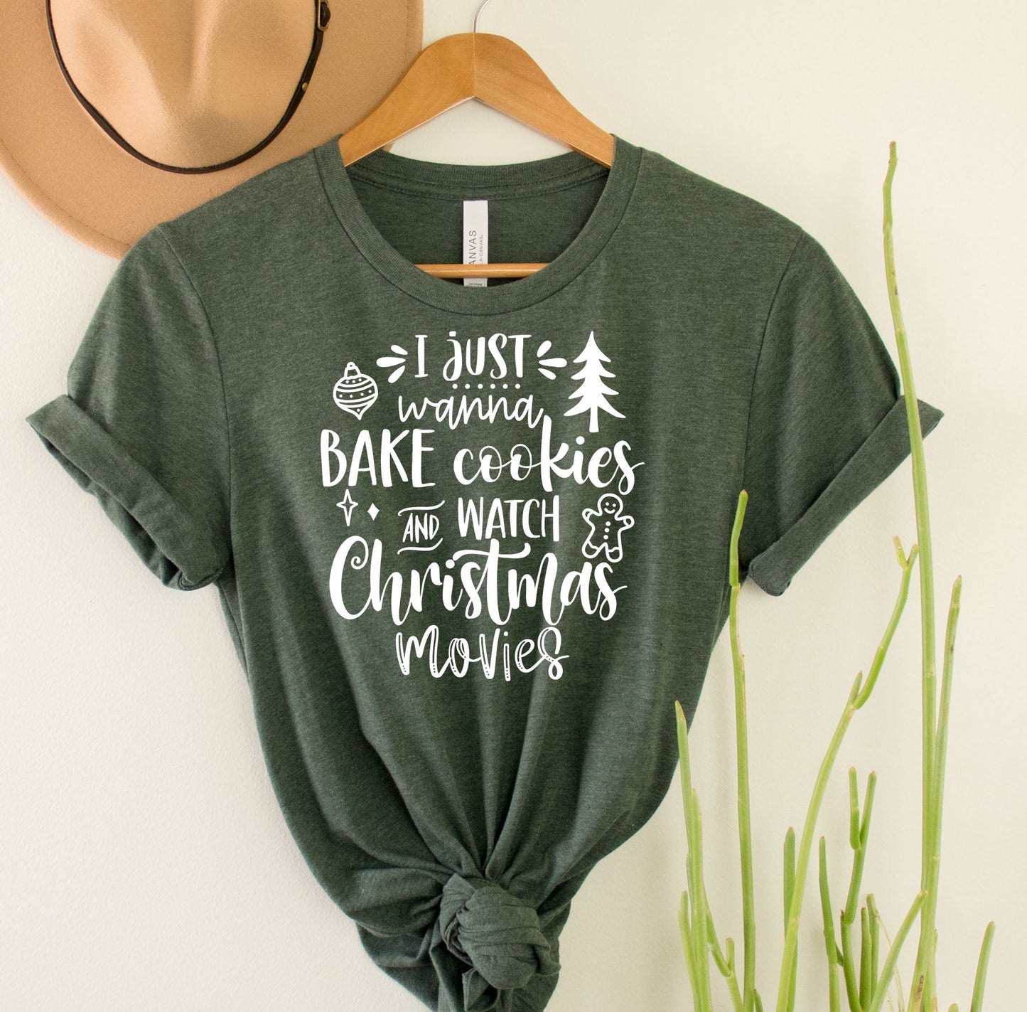 Wholesale Cookies & Christmas Movies Graphic Tee - Heathered Forest Green