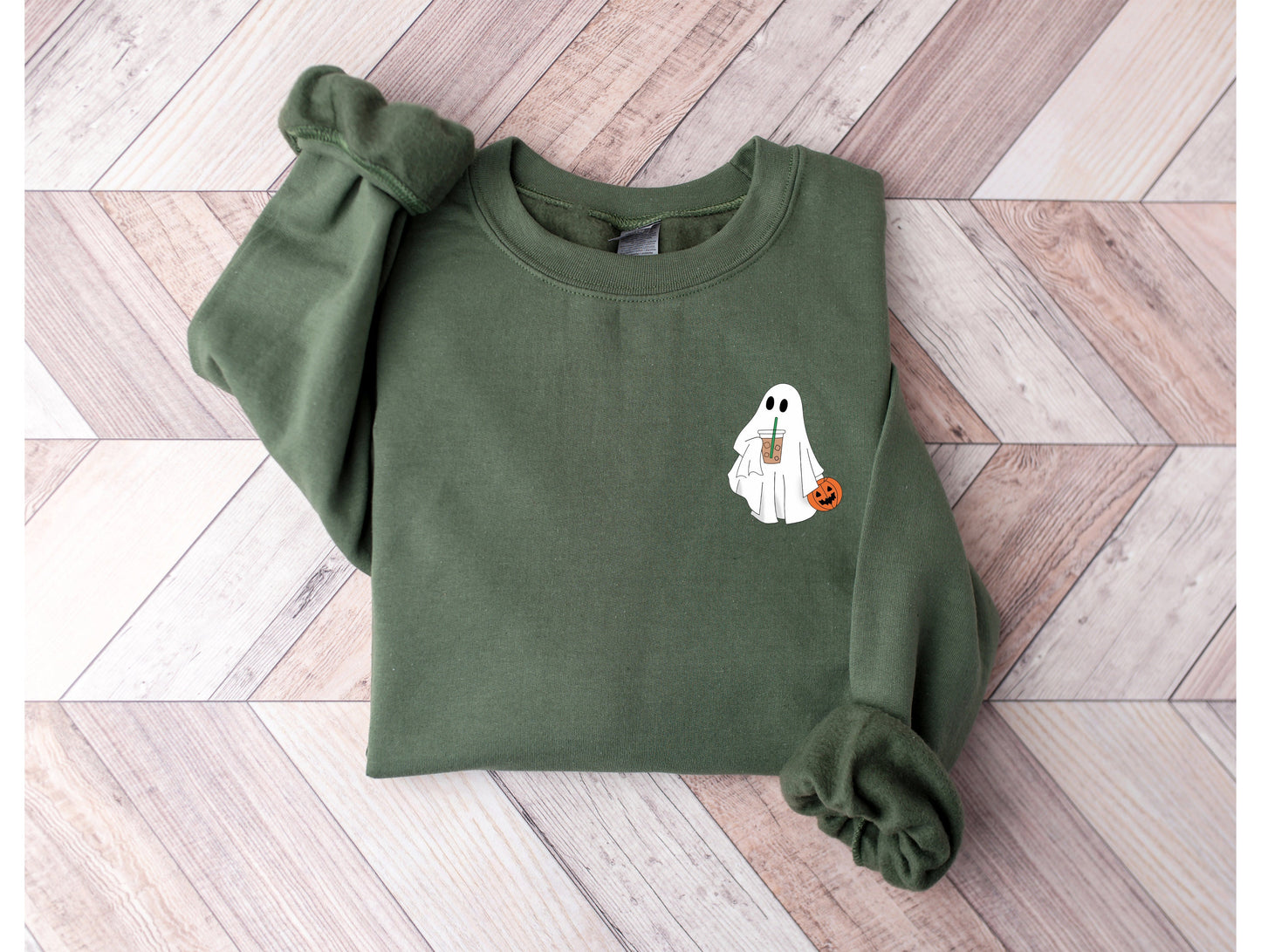 Wholesale Bougie Ghost Graphic Tee - Olive Sweatshirt