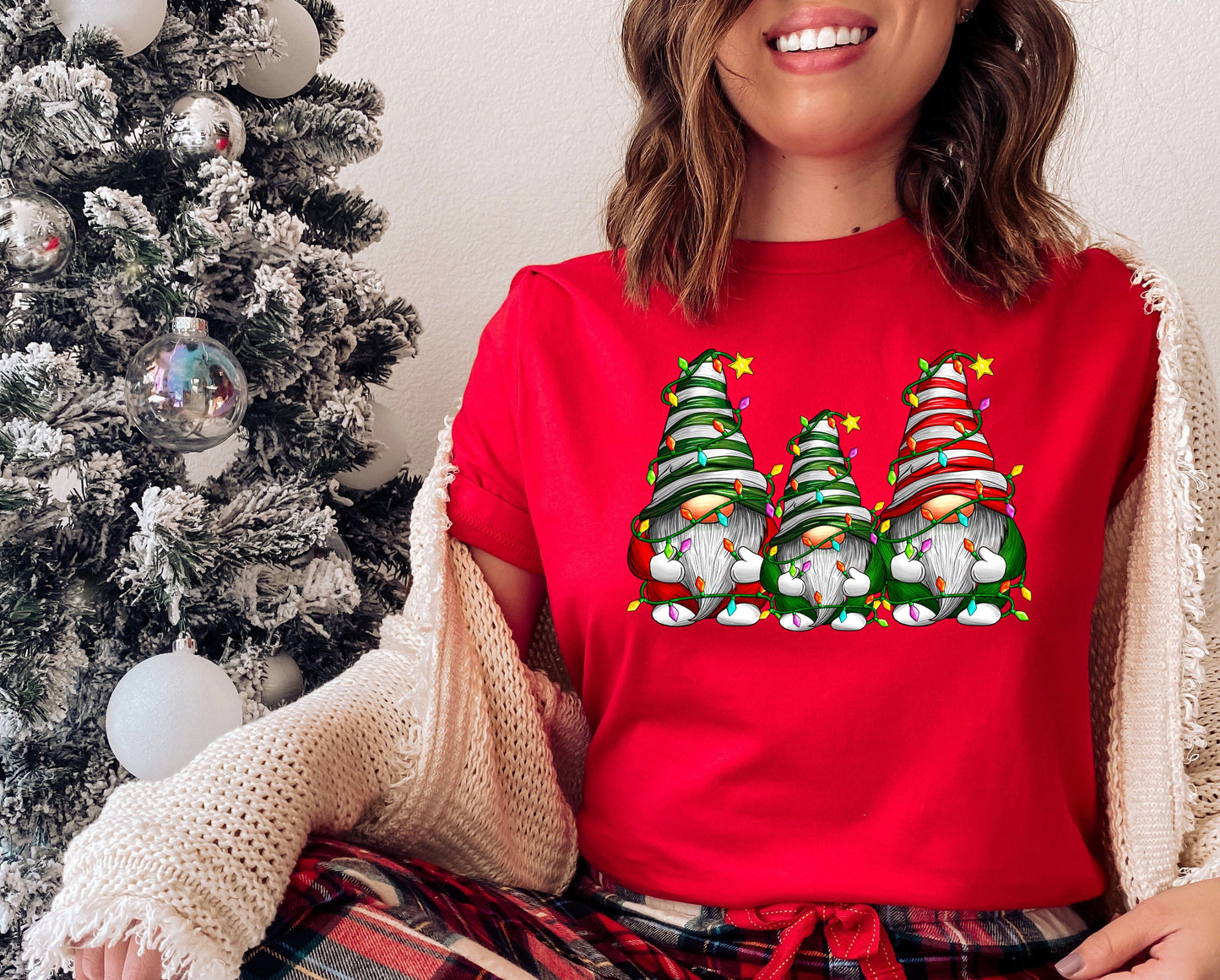 Wholesale Christmas Gnomes Graphic Tee - White Sweatshirt