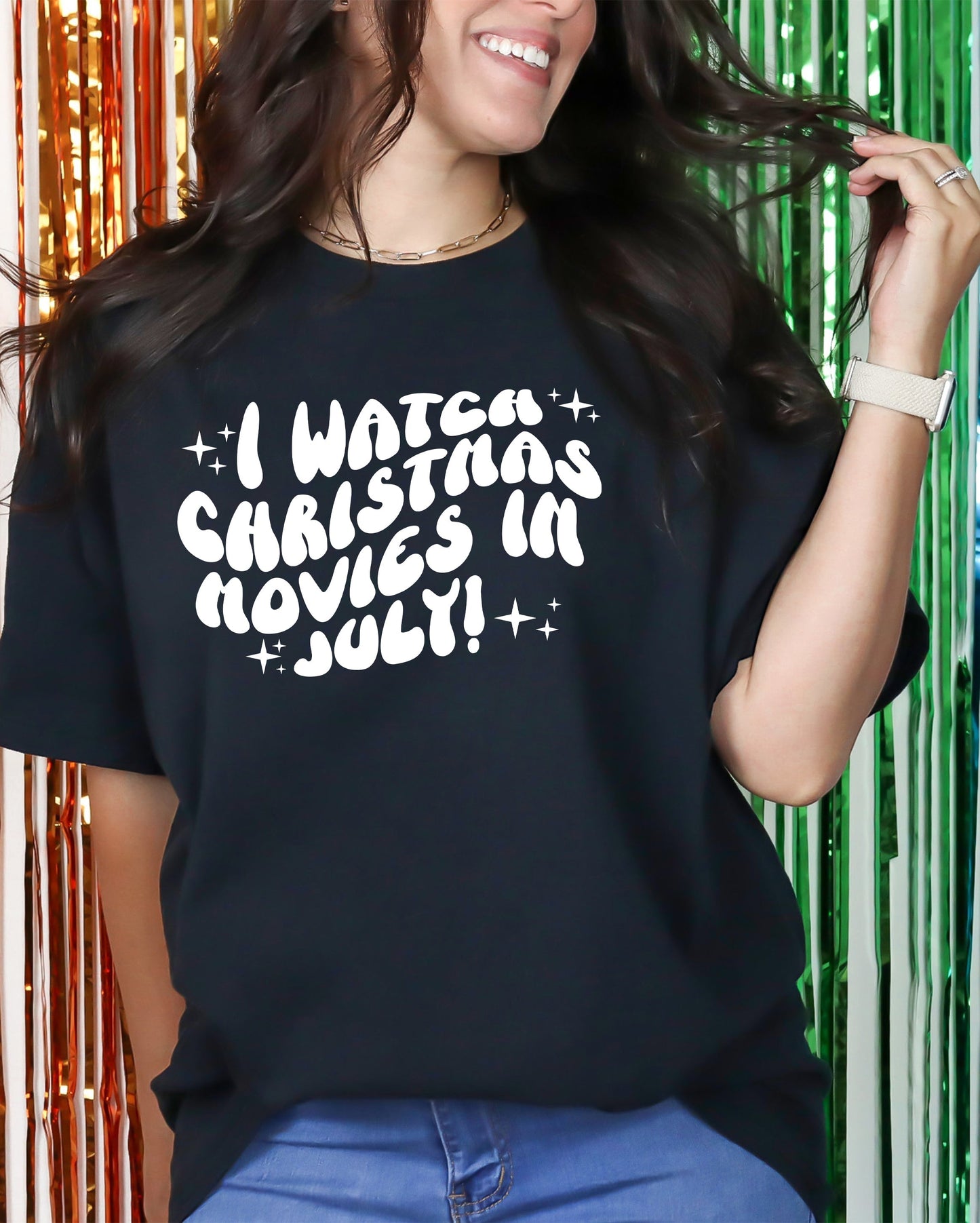 Wholesale Christmas Movies in July Graphic Tee - Gildan Black