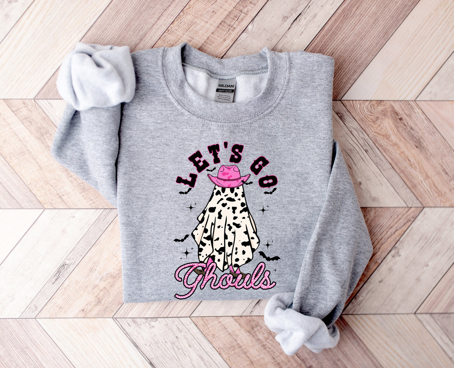 Wholesale Cowboy Lets Go Ghouls Graphic Tee - Grey Sweatshirt