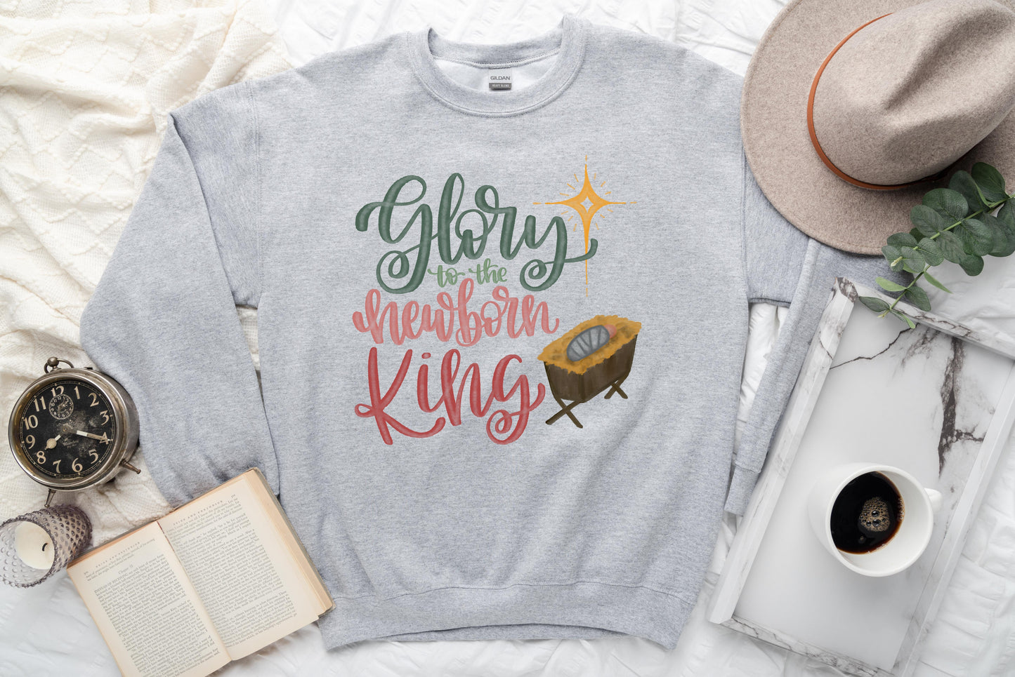 Wholesale Glory to the Newborn King Graphic Tee - White Sweatshirt