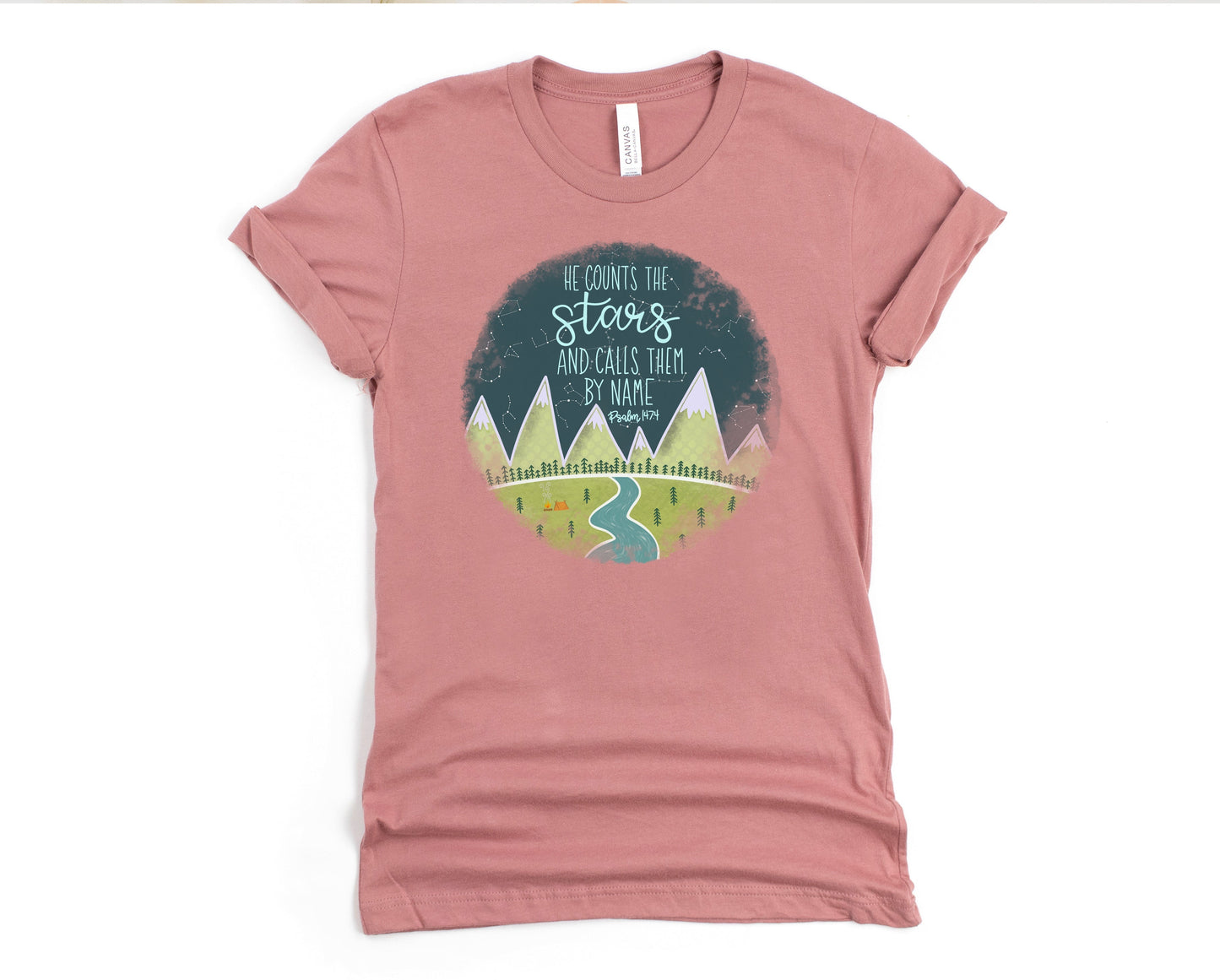 Wholesale He Counts the Stars Graphic Tee - Olive