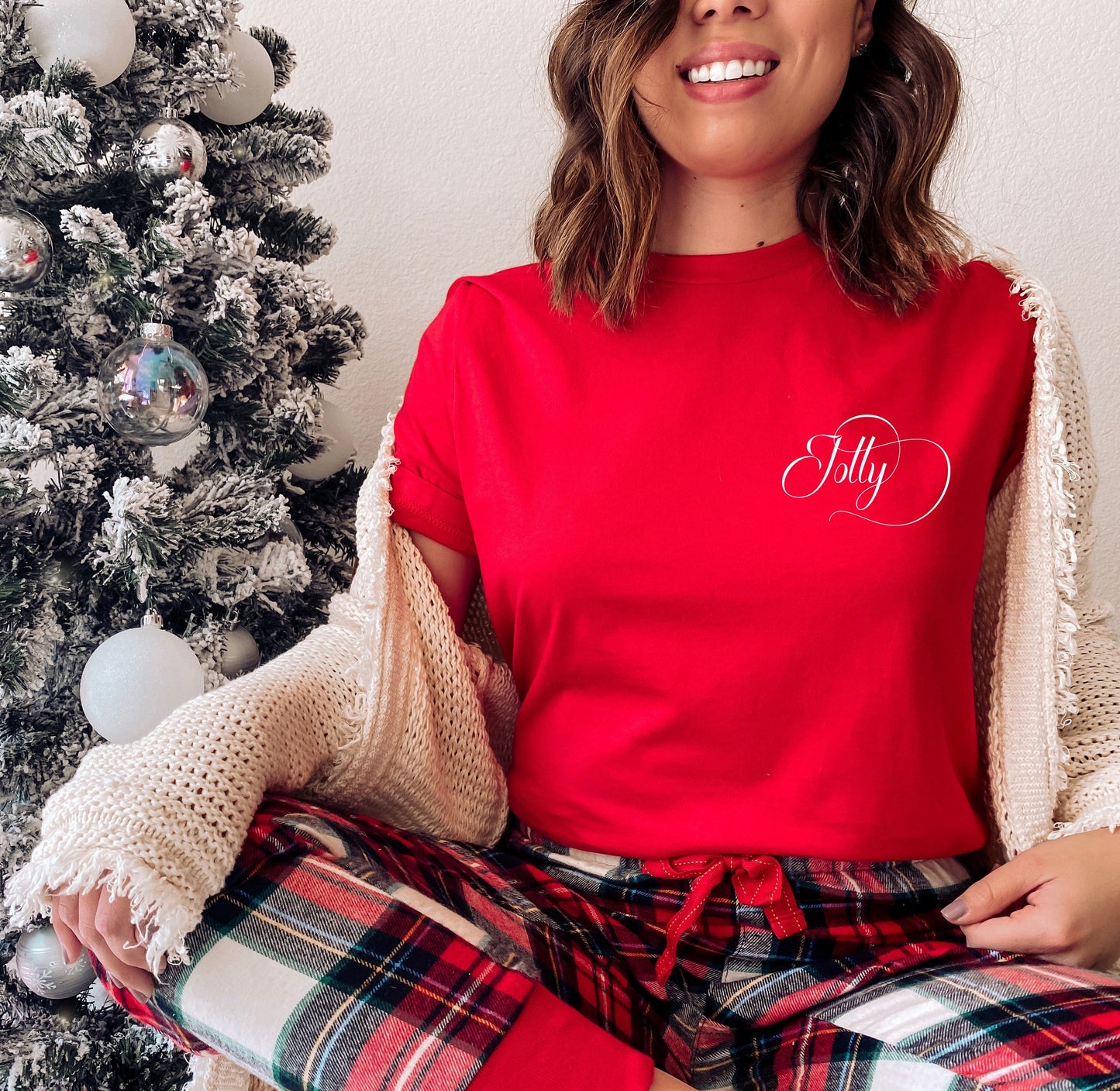 Wholesale Jolly Graphic Tee - Red Sweatshirt