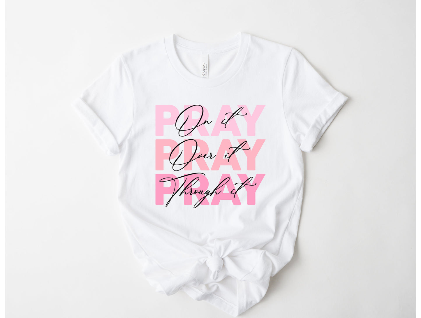 Wholesale Pray Pink Graphic Tee - French Vanilla Tee