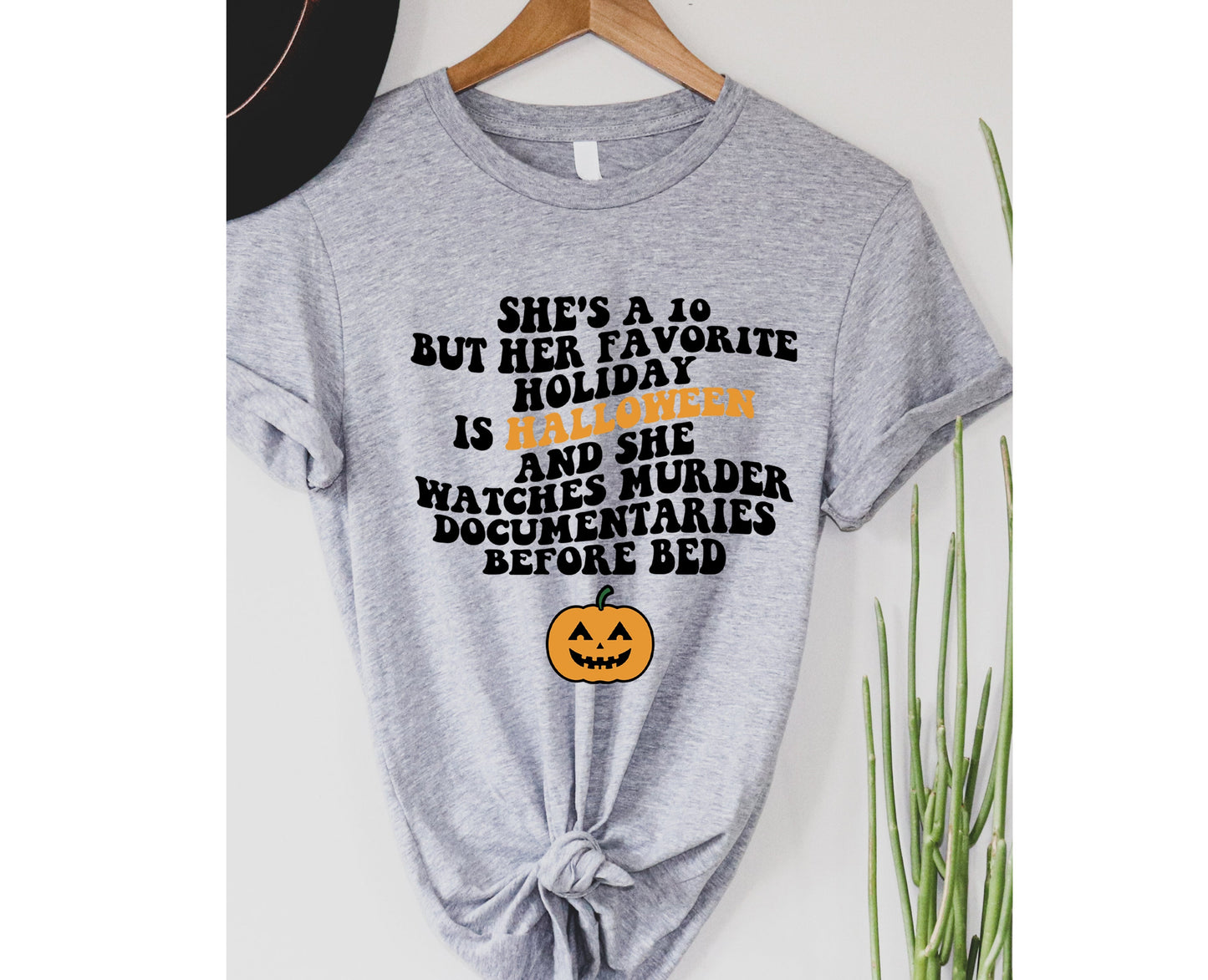 Wholesale She's a 10 But Halloween Graphic Tee - Grey Sweatshirt