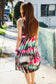 Be Bold Ivory & Green Animal Stripe Bow Tie Korean Silk Dress