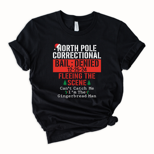 Wholesale North Pole Correctional Fleeing the scene Graphic Tee - Black Tee