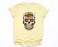 Wholesale Sugar Skull Graphic Tee - Heathered Purple