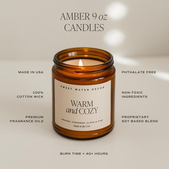 Warm and Cozy 9 oz Soy Candle - Christmas Home Decor & Gifts