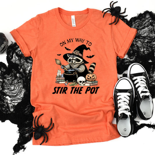 Wholesale Halloween Stir The Pot Graphic Tee - Heather Orange Tee