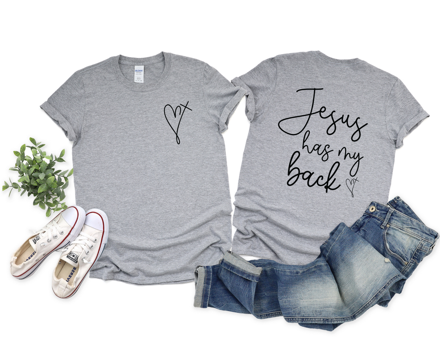 Wholesale Jesus has my back Graphic Tee - Black Tee