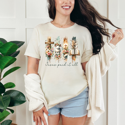 Wholesale Jesus paid it all Graphic Tee - Grey Tee