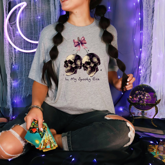 Wholesale Spooky Era Skulls Graphic Tee - Grey Tee