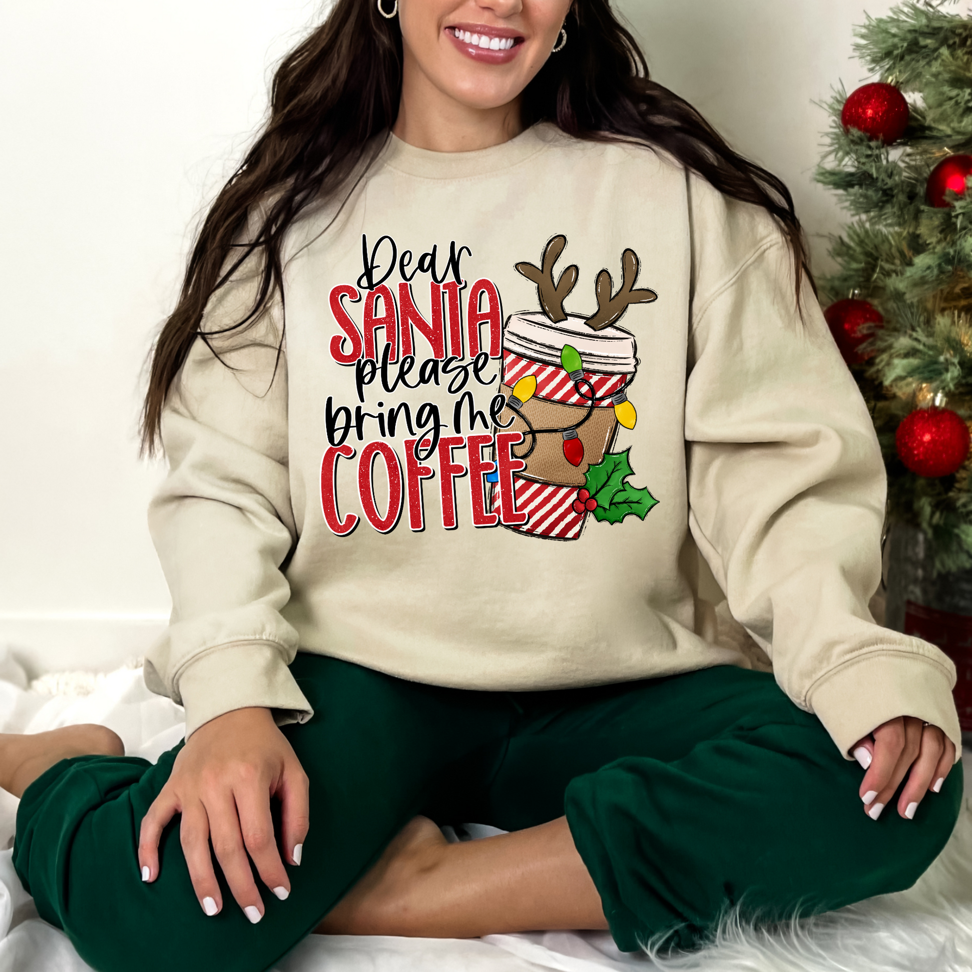 Wholesale Santa please bring coffee Graphic Tee - Sand Tee