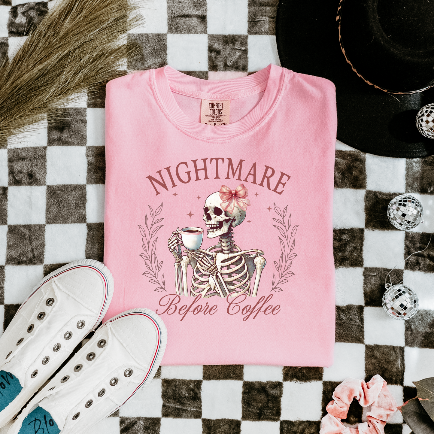 Wholesale Skeleton nightmare before coffee Graphic Tee - CC Blossom Tee