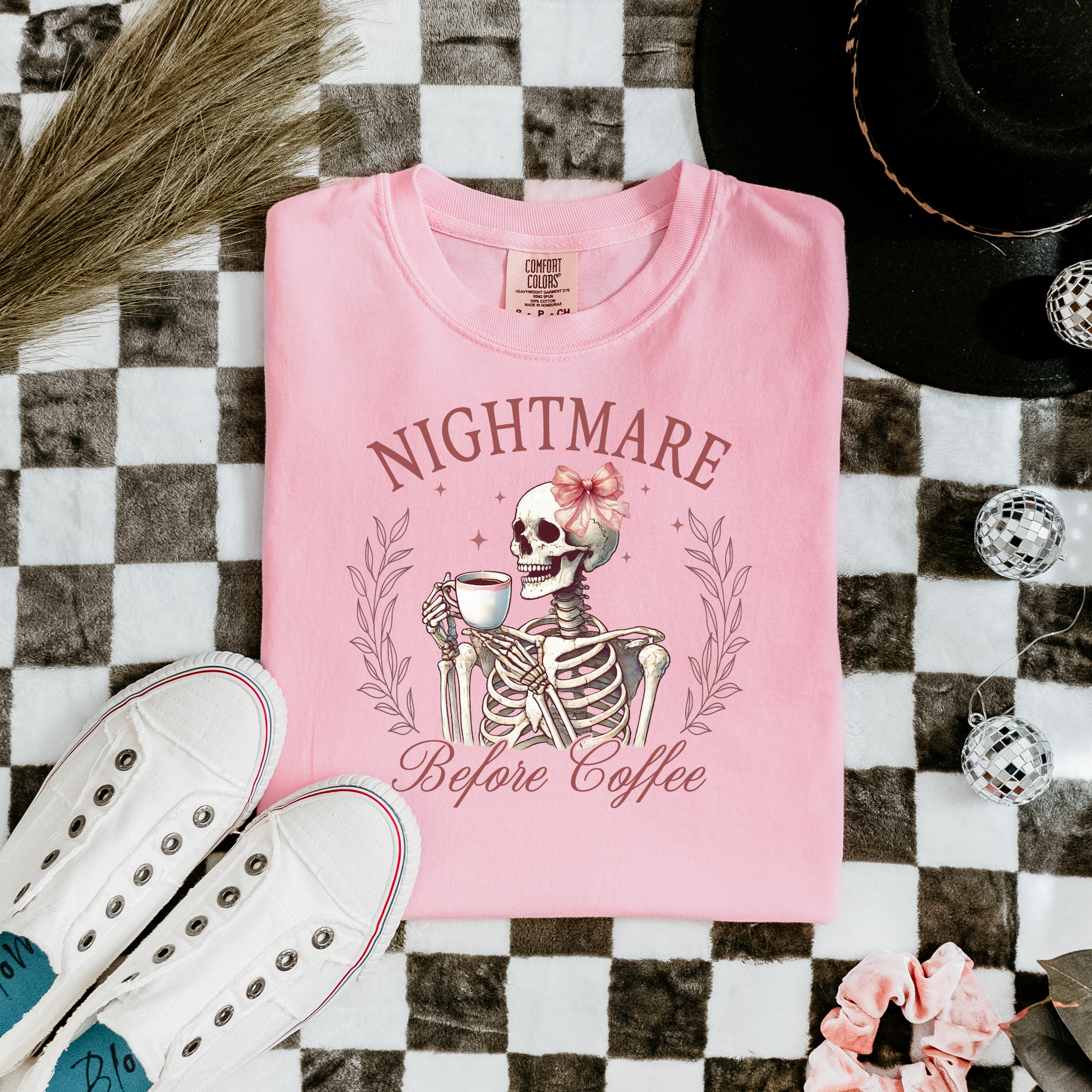 Wholesale Skeleton nightmare before coffee Graphic Tee - CC Blossom Tee